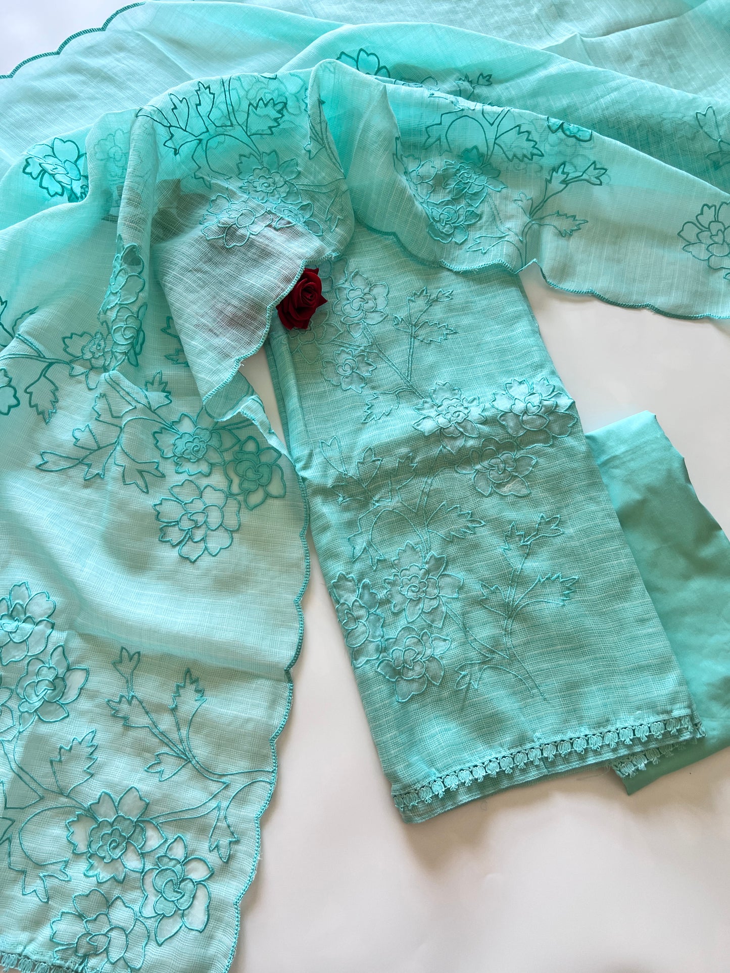Blue Kotta cutwork Embroidered Unstitched Suit