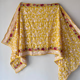 Premium Yellow Parsi Embroidery dupatta