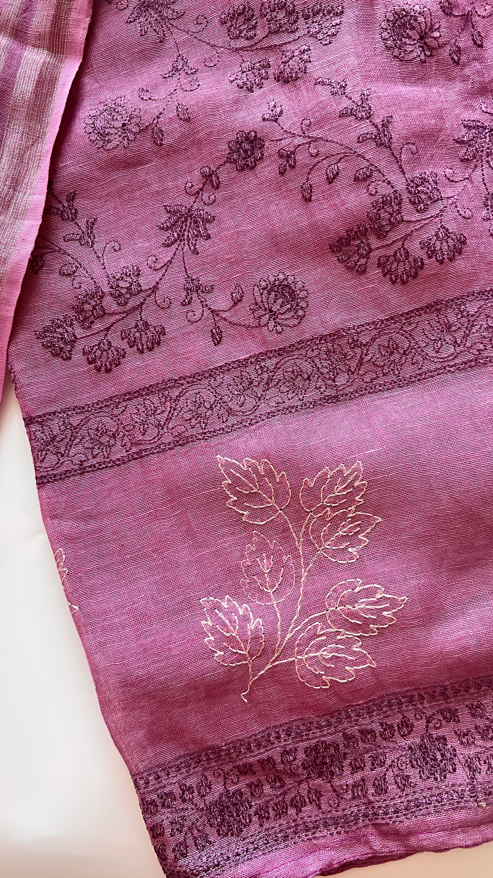 Purple Pure Linen embroidered premium unstitched dress material