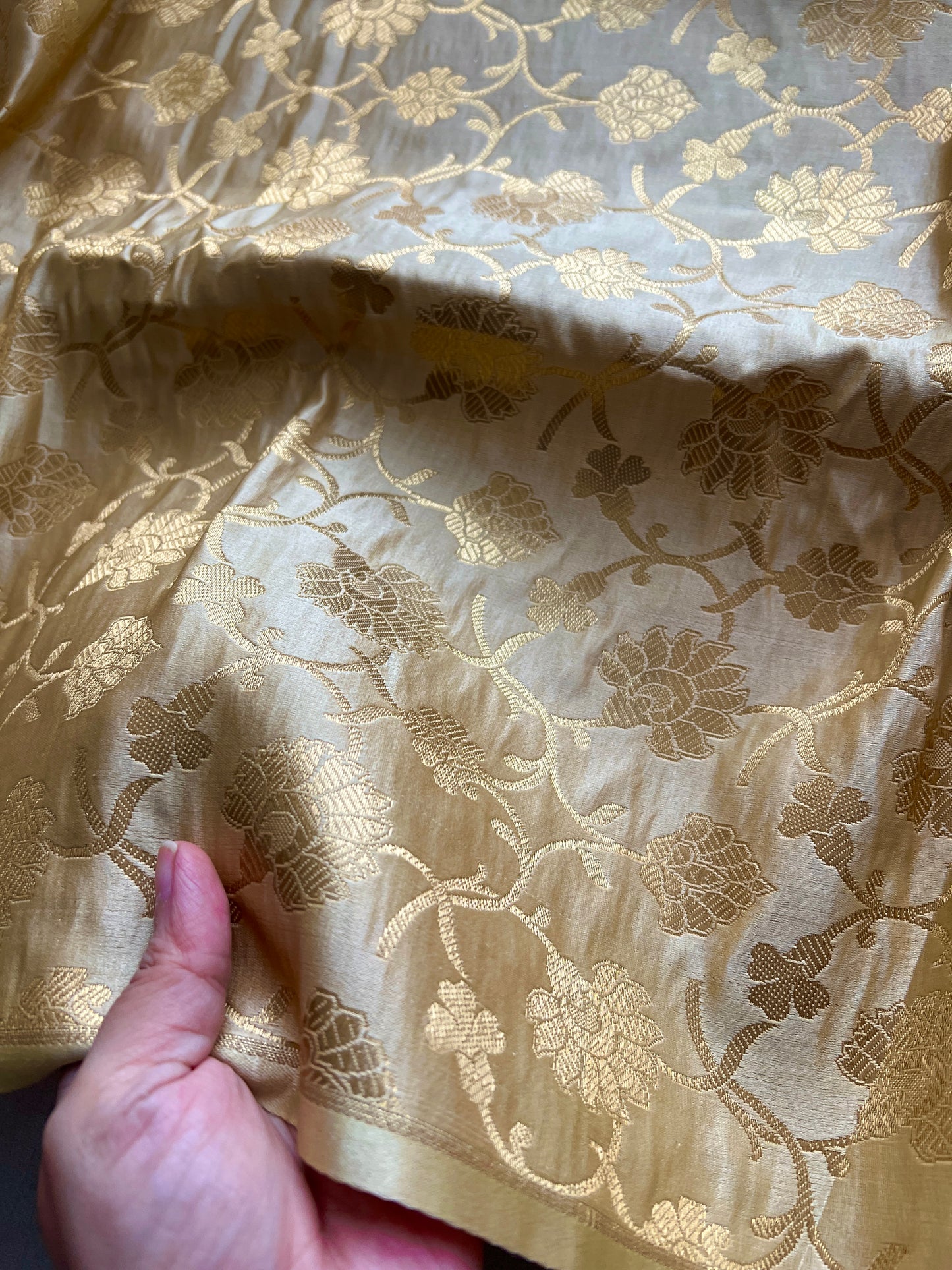 Golden Banarasi Brocade fabric