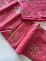 Mul Chanderi dress material with mukaish