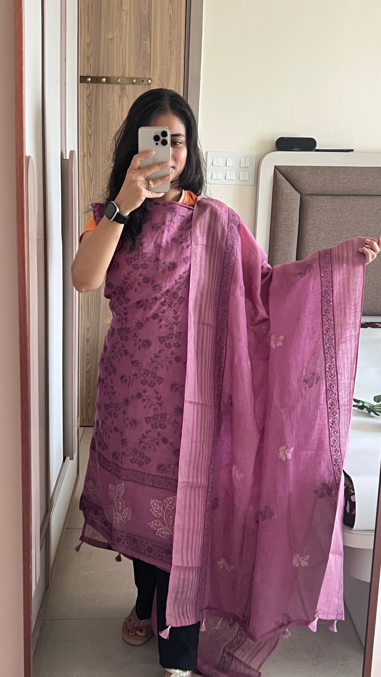 Purple Pure Linen embroidered premium unstitched dress material