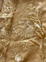 Yellow Mul Chanderi Thread embroidered Unstitched Suit