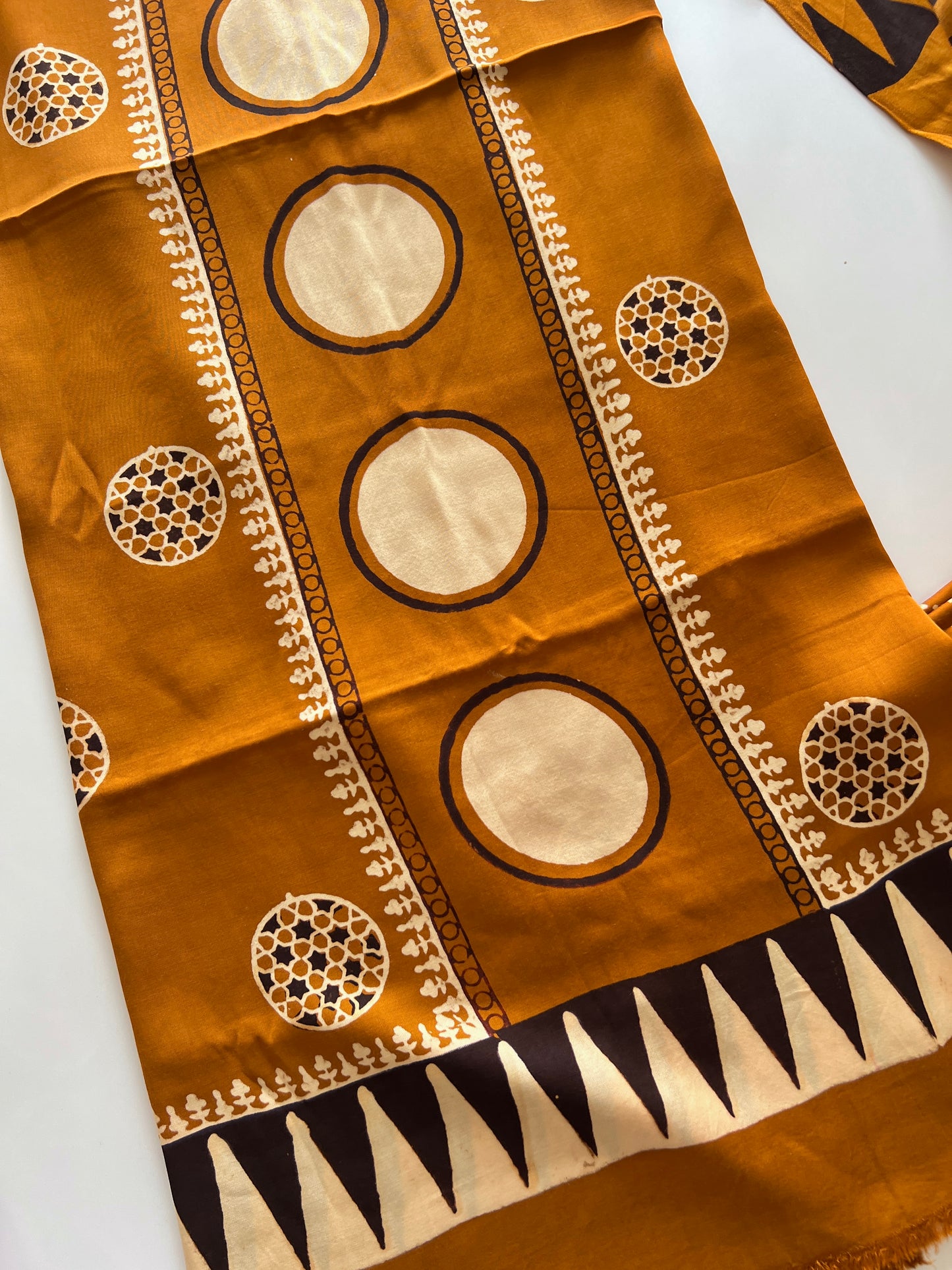 Yellow Ajrakh Handblock print 3 pc fabric Unstitched suit set