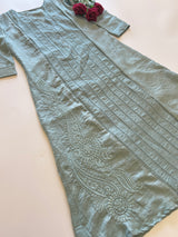 Grey Crush Fabric Kurta with embroidery