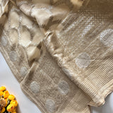 Golden Banarasi dupatta with tassels
