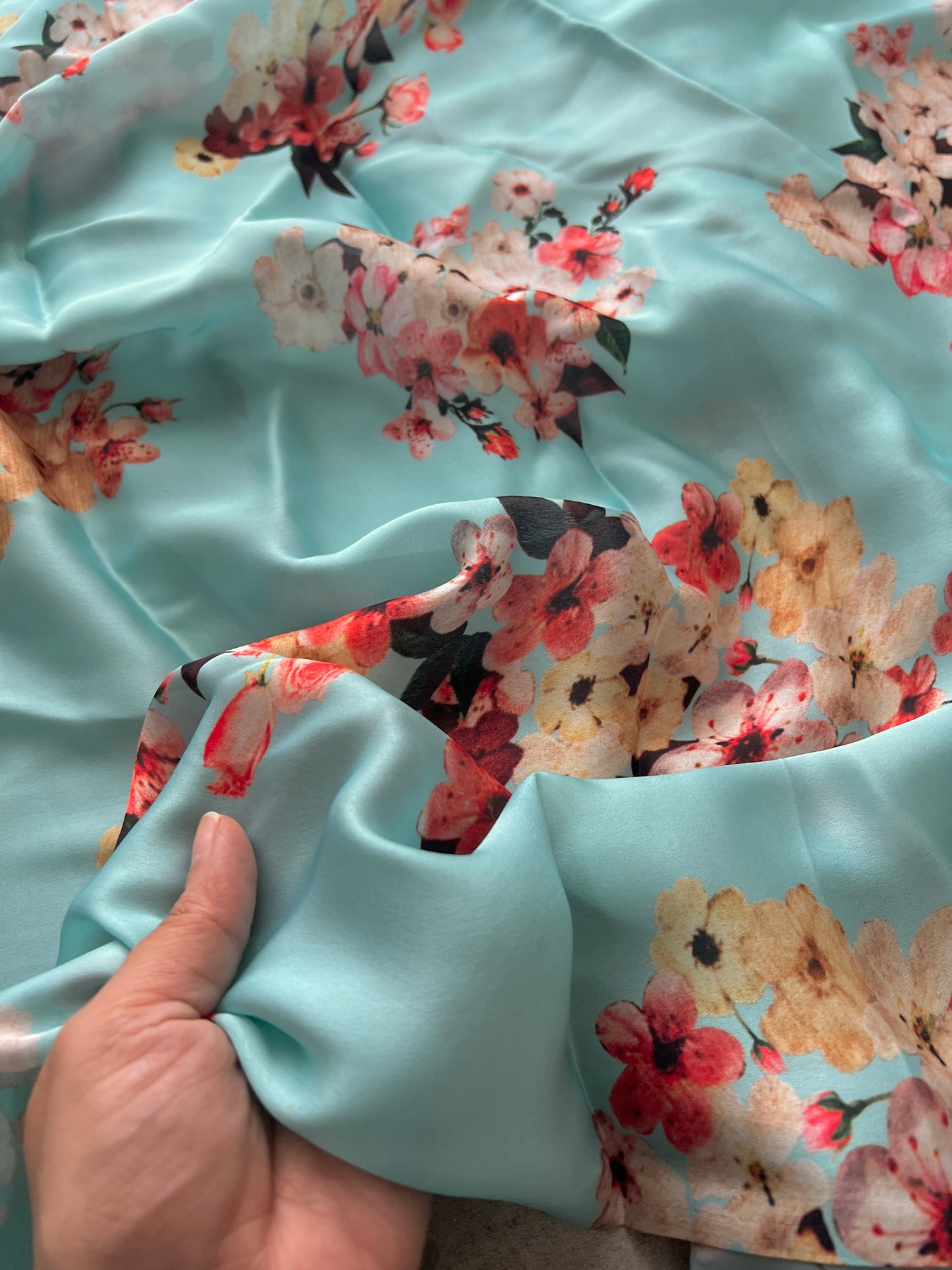 Floral Printed Satin Georgette fabric