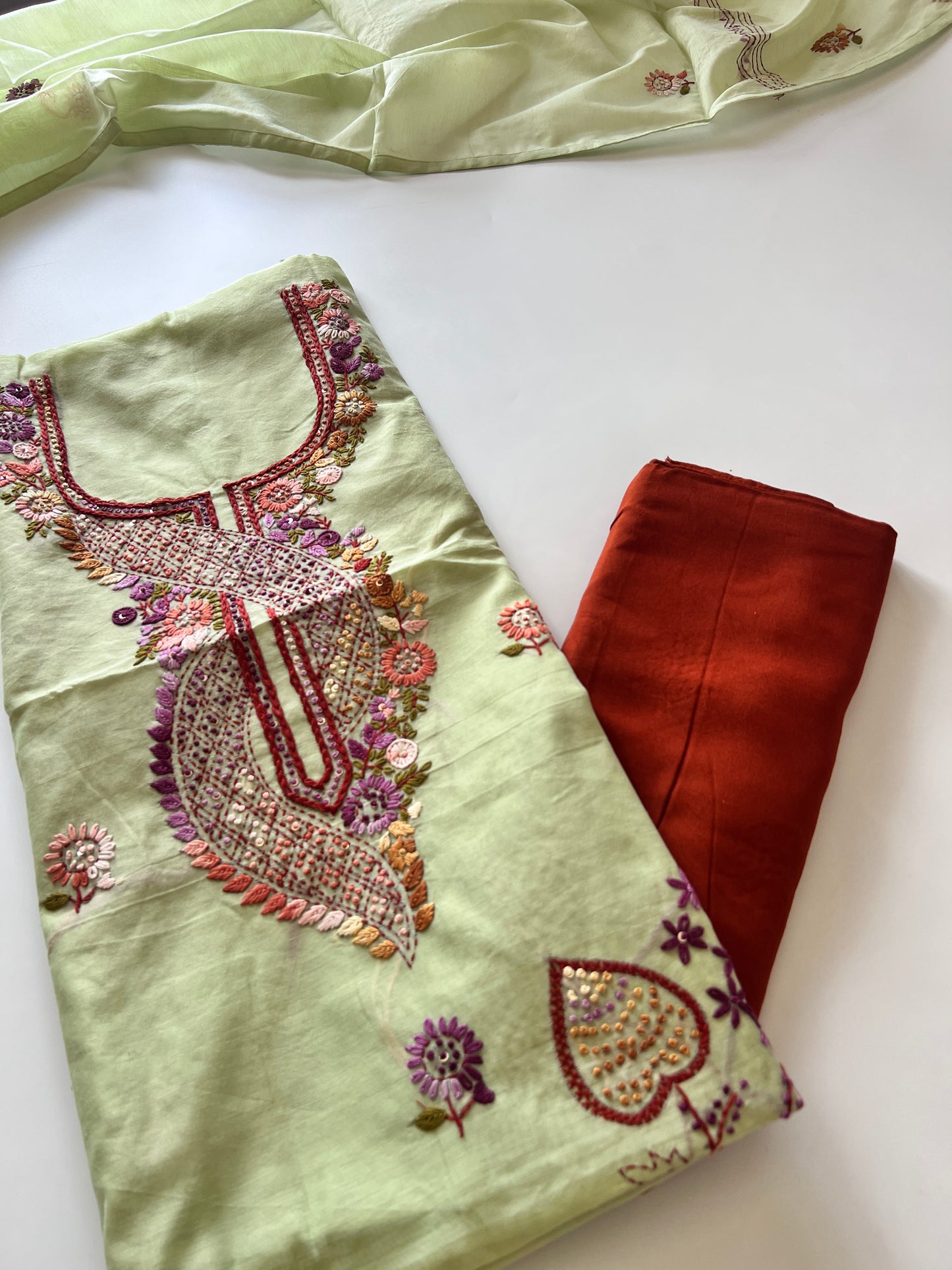 Knot embroidery Unstitched suit material