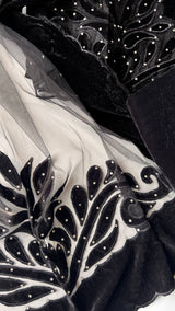 Black Velvet cut work designer party wear unstitched suit set