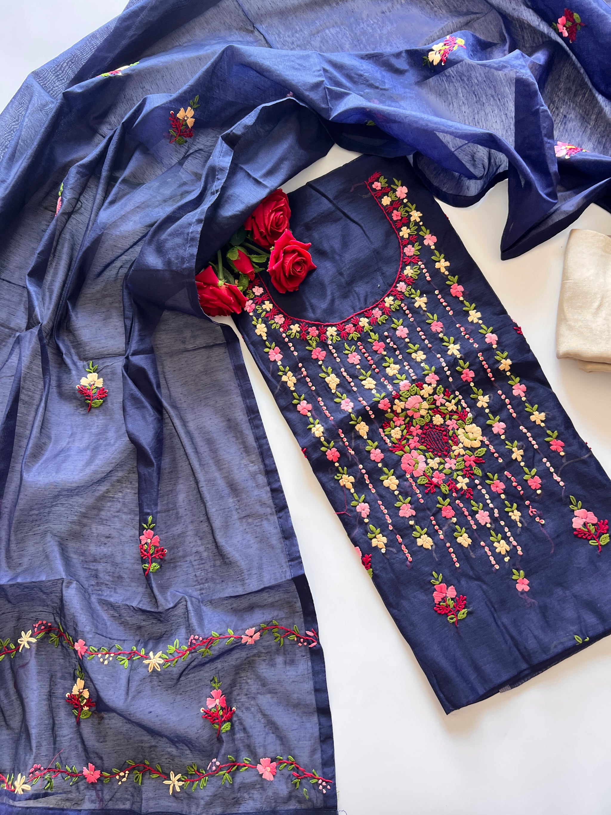 Knot embroidery Unstitched suit material