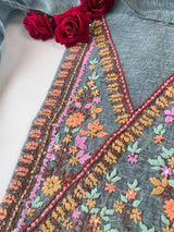 Chanderi knot embroidery Unstitched suit material