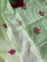 Green Kotta floral embroidered kurta dupatta set Unstitched