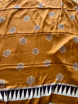 Yellow Ajrakh Handblock print 3 pc fabric Unstitched suit set