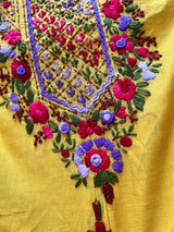 Yellow knot embroidery Unstitched suit material