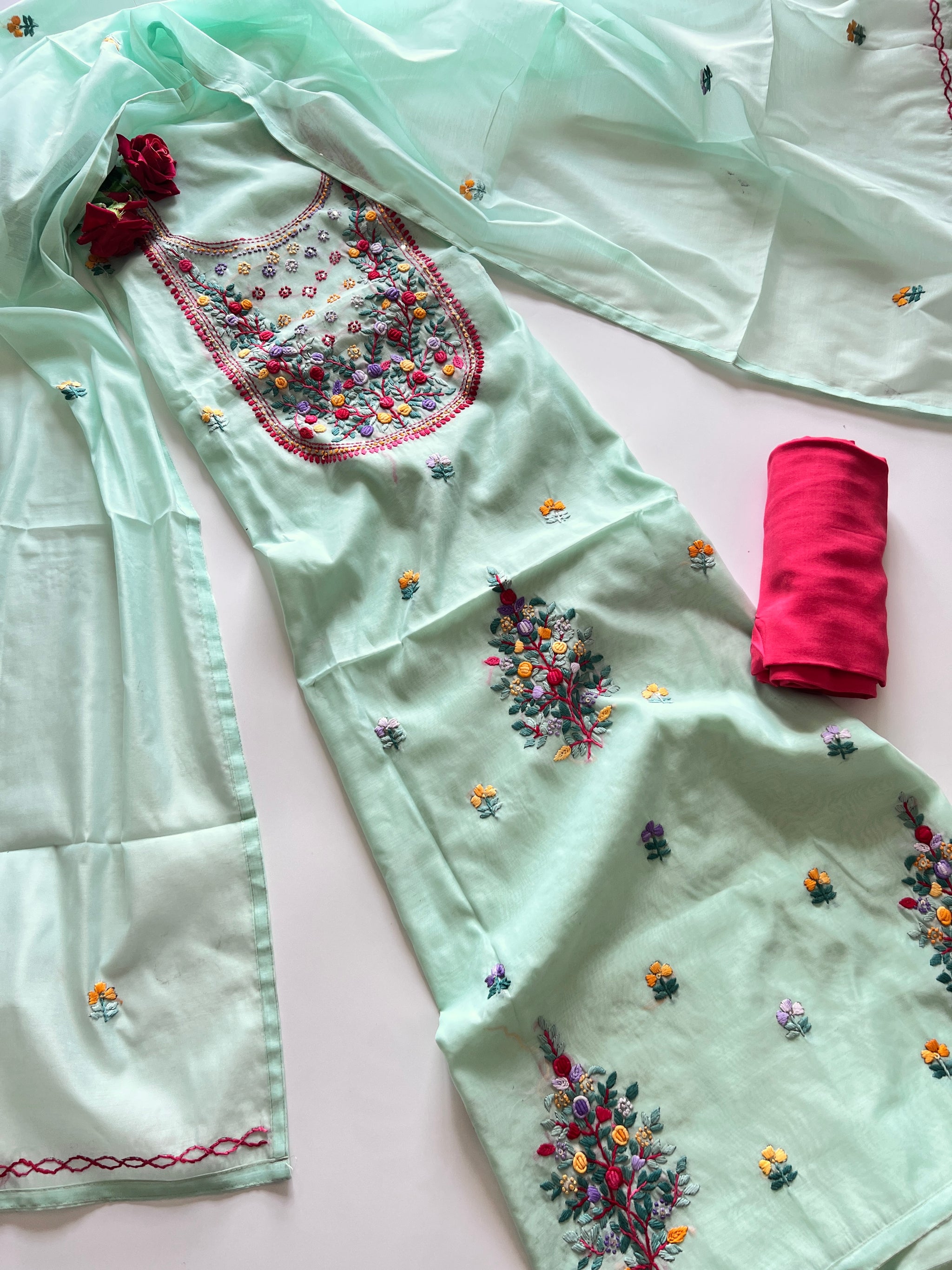 Knot embroidery Unstitched suit material