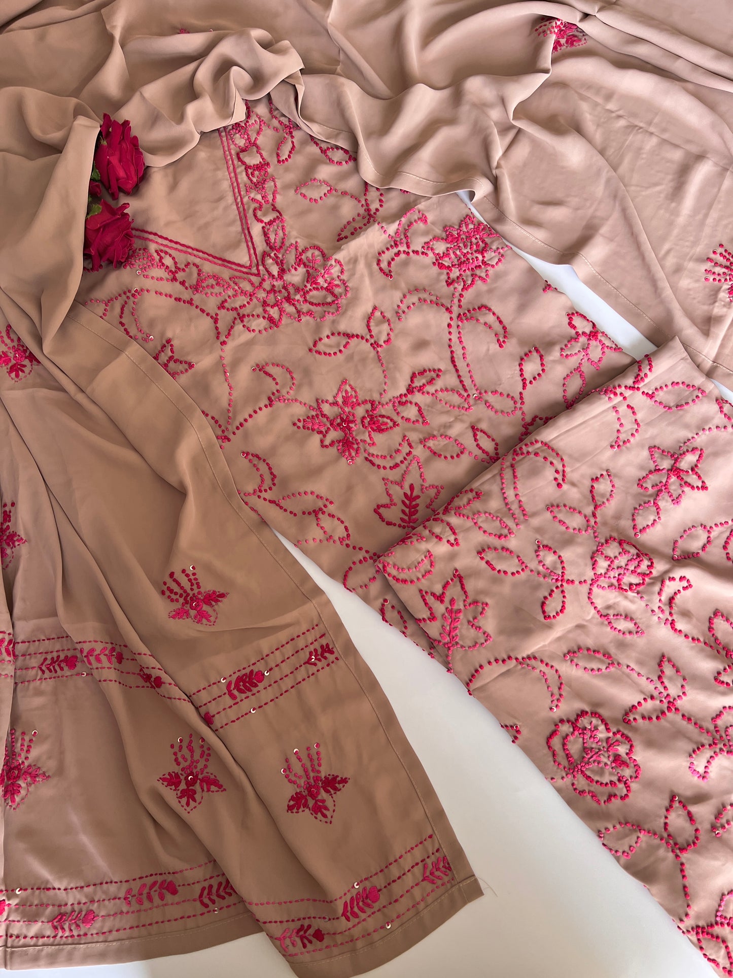 Knot Embroidery Unstitched suit set 3 pc