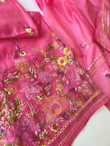 Chanderi knot embroidery Unstitched suit material