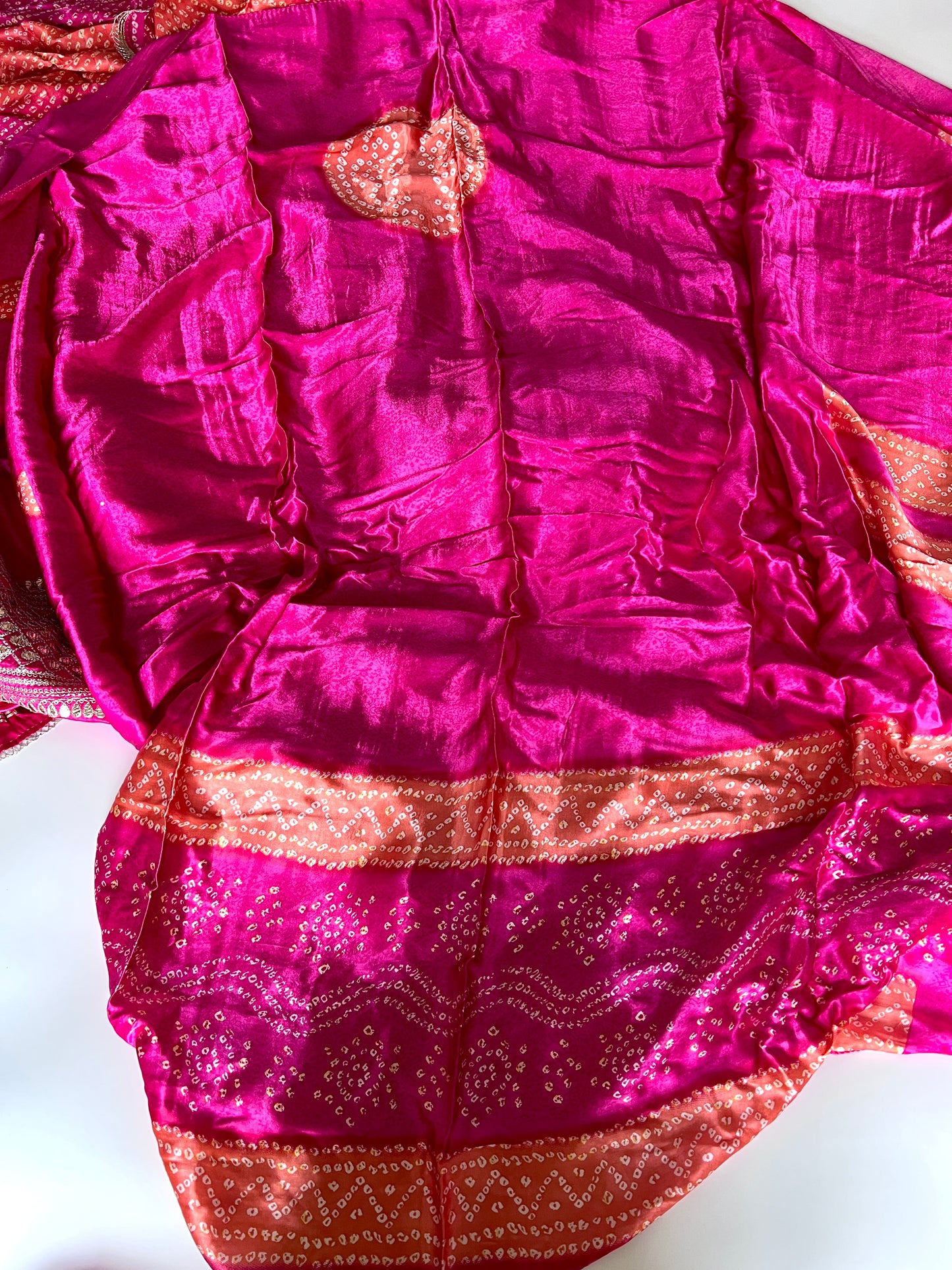 Pink Gajji Silk With gotta work neck Unstitched suit