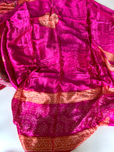 Pink Gajji Silk With gotta work neck Unstitched suit