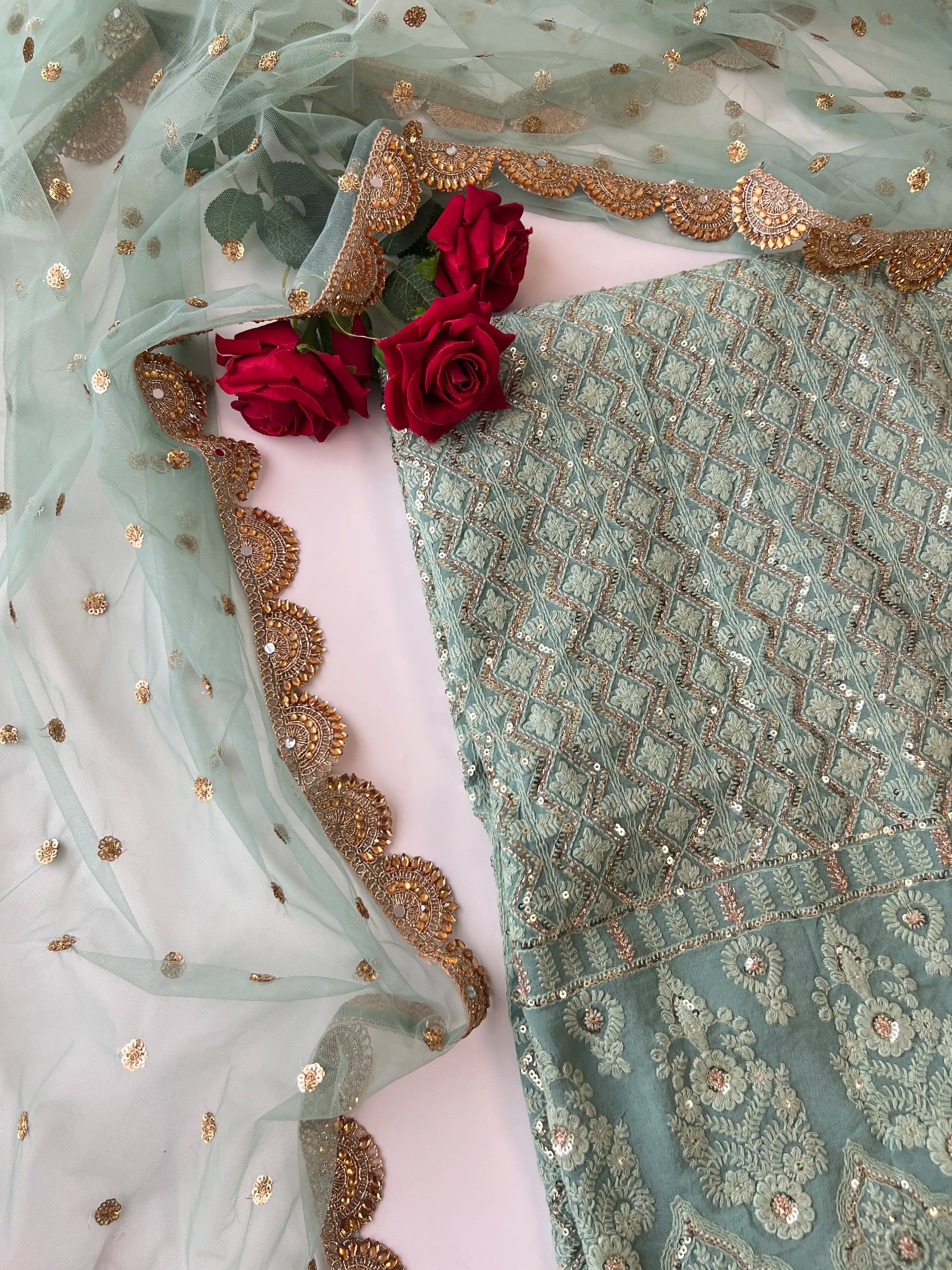 Designer Georgette Embroidered Unstitched Suit set