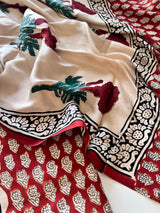 Original Handblock Ajrakh print on Modal fabric Unstitched suit set