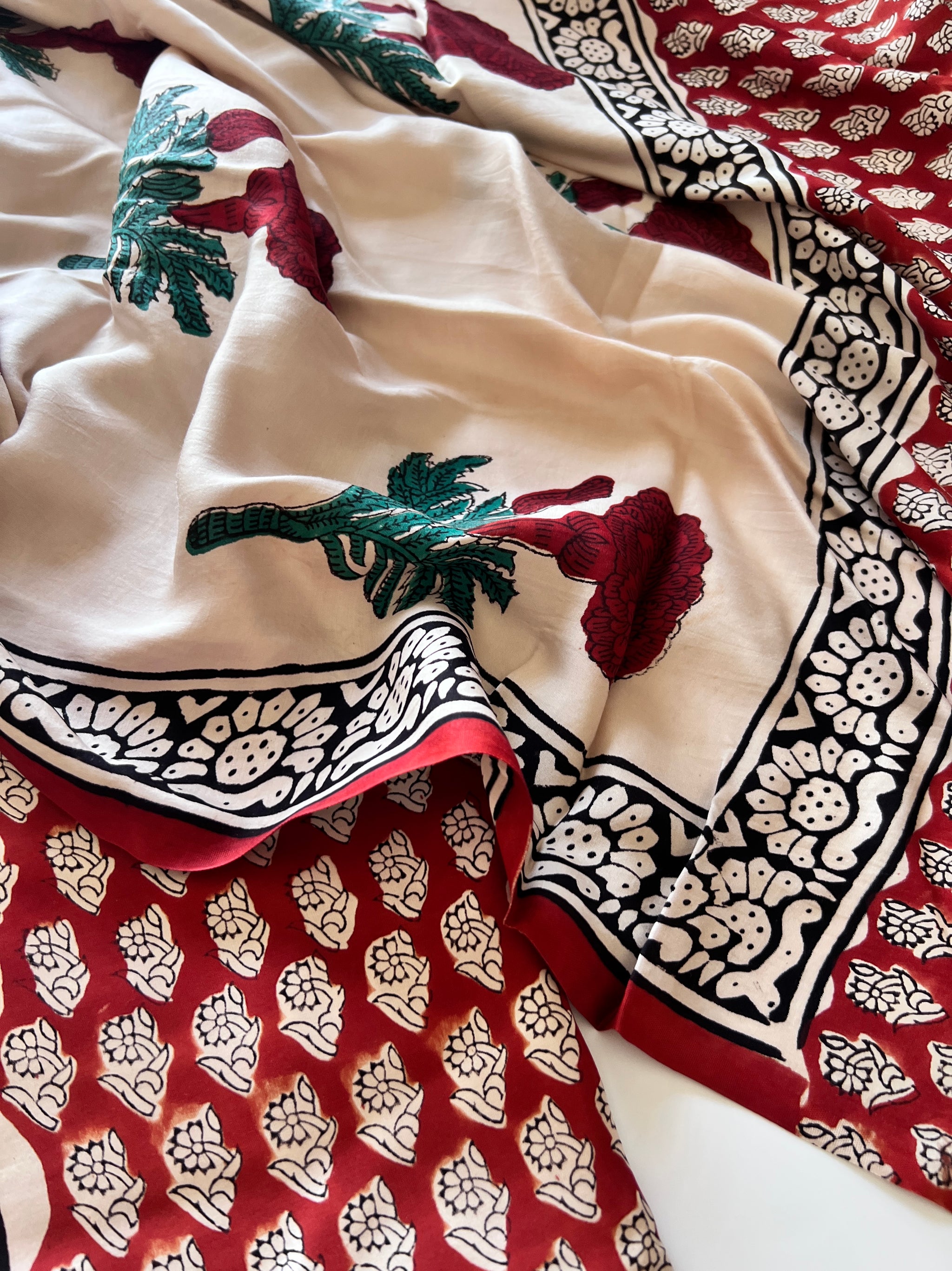 Original Handblock Ajrakh print on Modal fabric Unstitched suit set