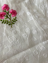 White Kotta floral embroidered kurta dupatta set Unstitched