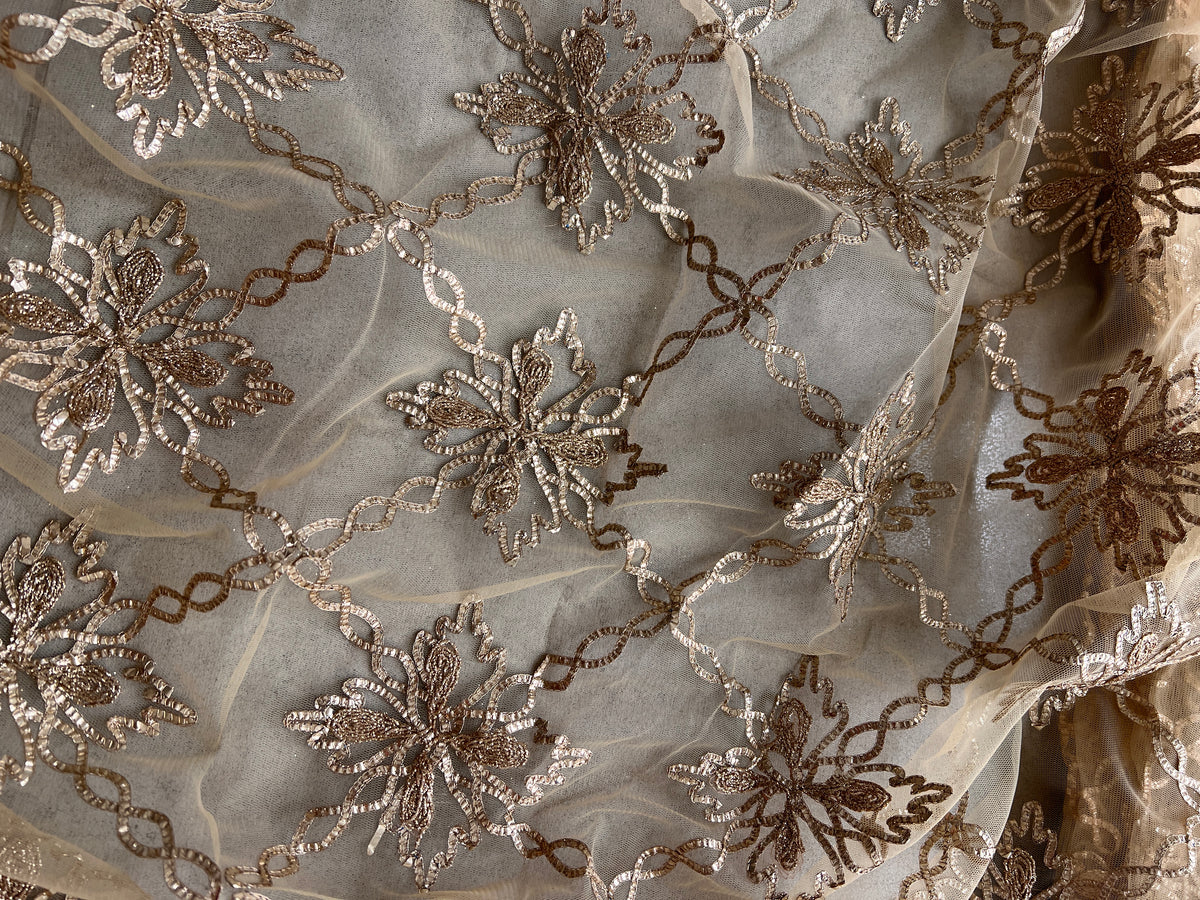 Gold net with Gotta work fabric