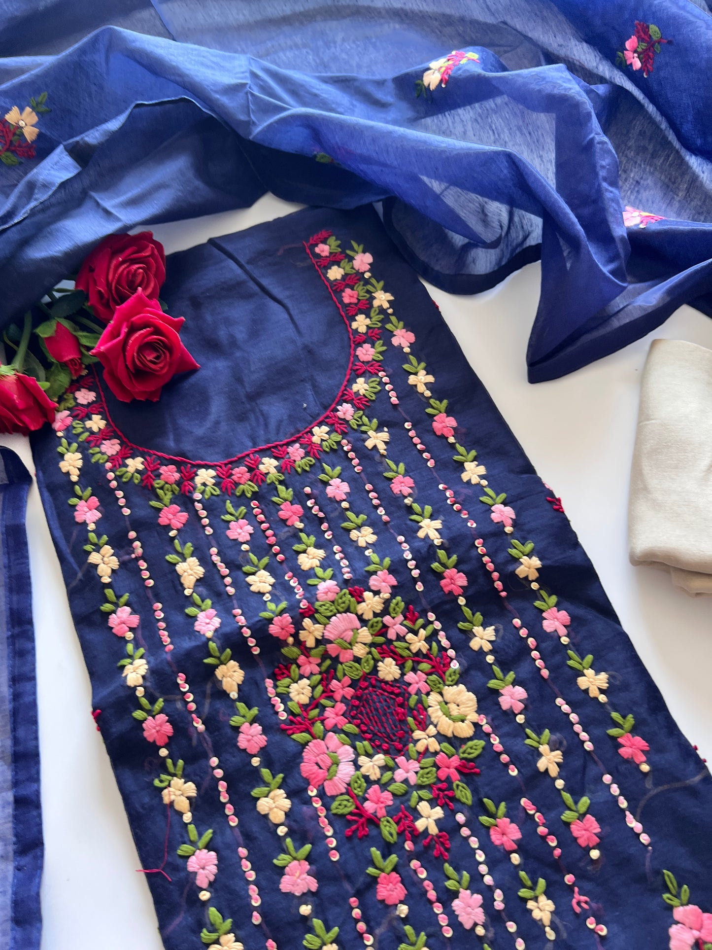 Knot embroidery Unstitched suit material