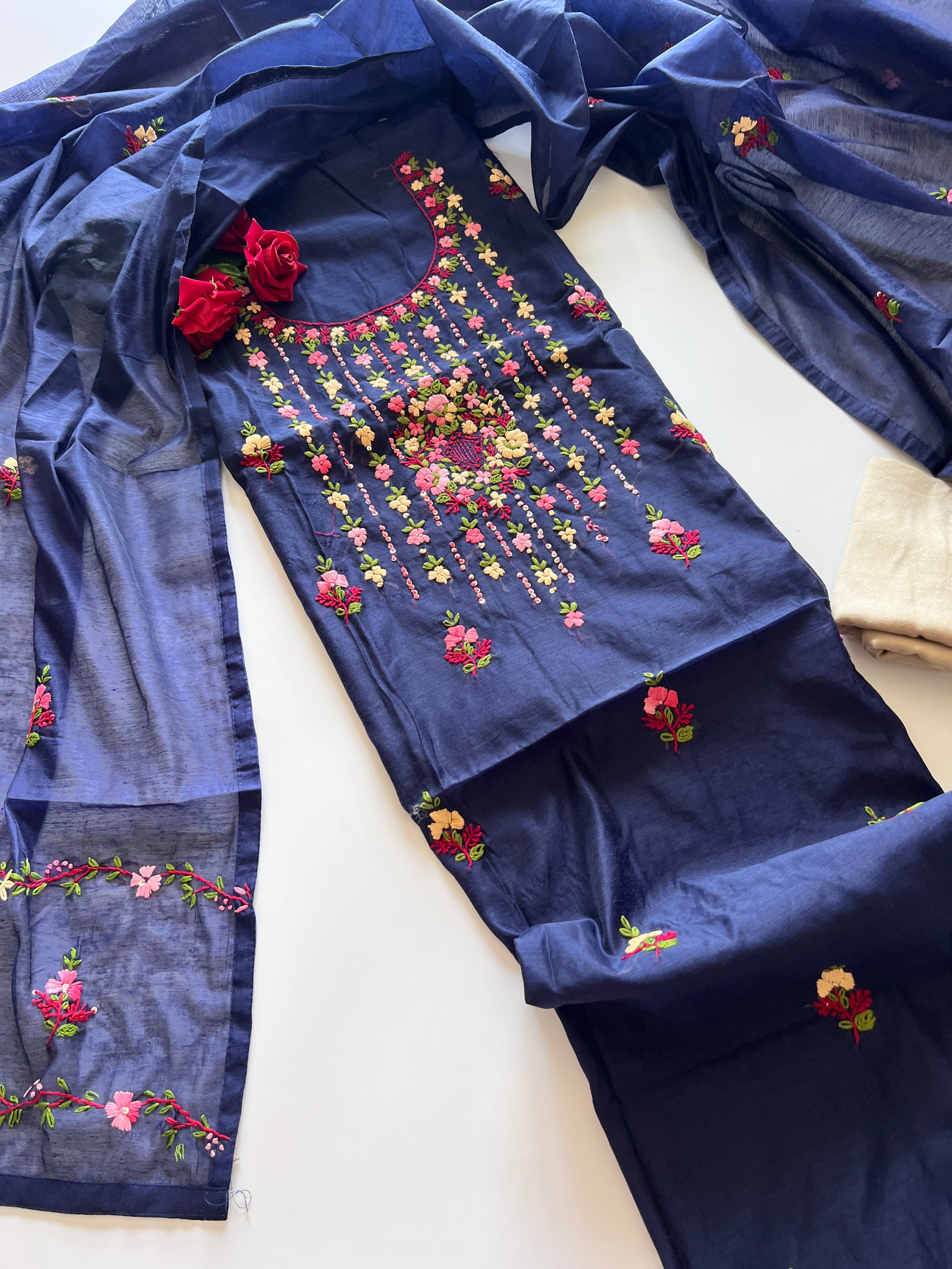 Knot embroidery Unstitched suit material