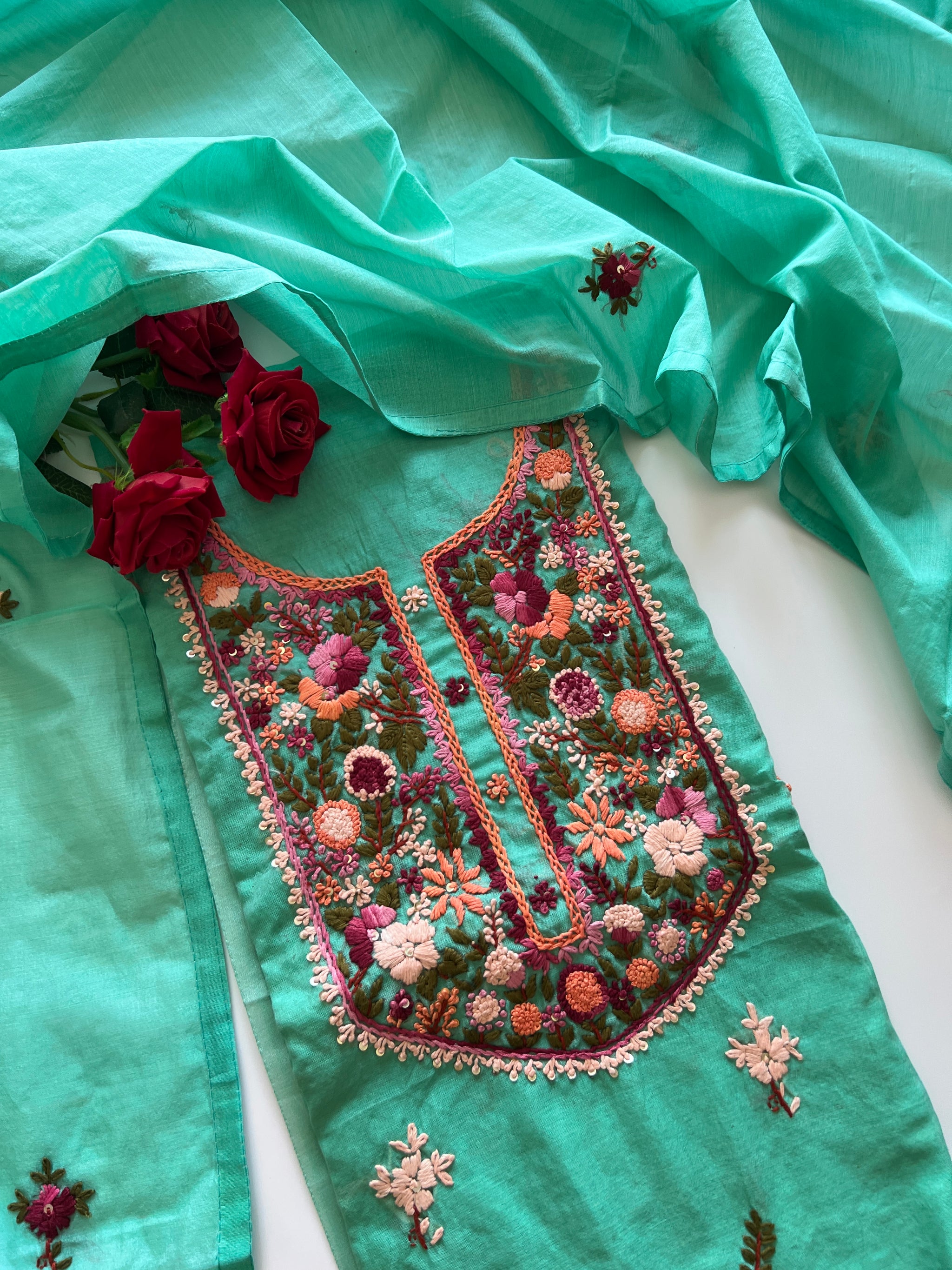 Knot embroidery Unstitched suit material