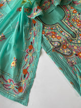 Chanderi Phulkari embroidery Unstitched suit material