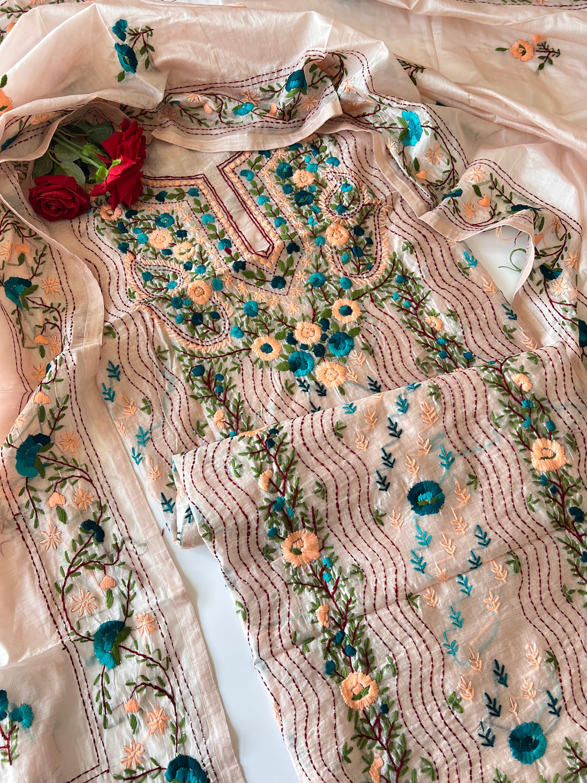 Phulkari embroidery Unstitched suit material