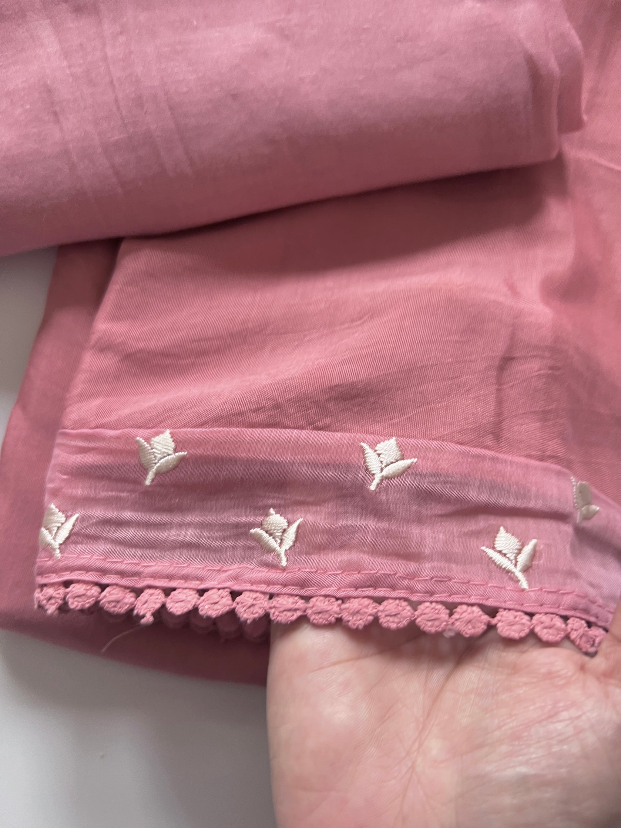 Mul Chanderi Handwork with Parsi dupatta Unstitched Suit set