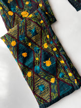 Peacock color Chanderi Phulkari embroidery Unstitched suit material