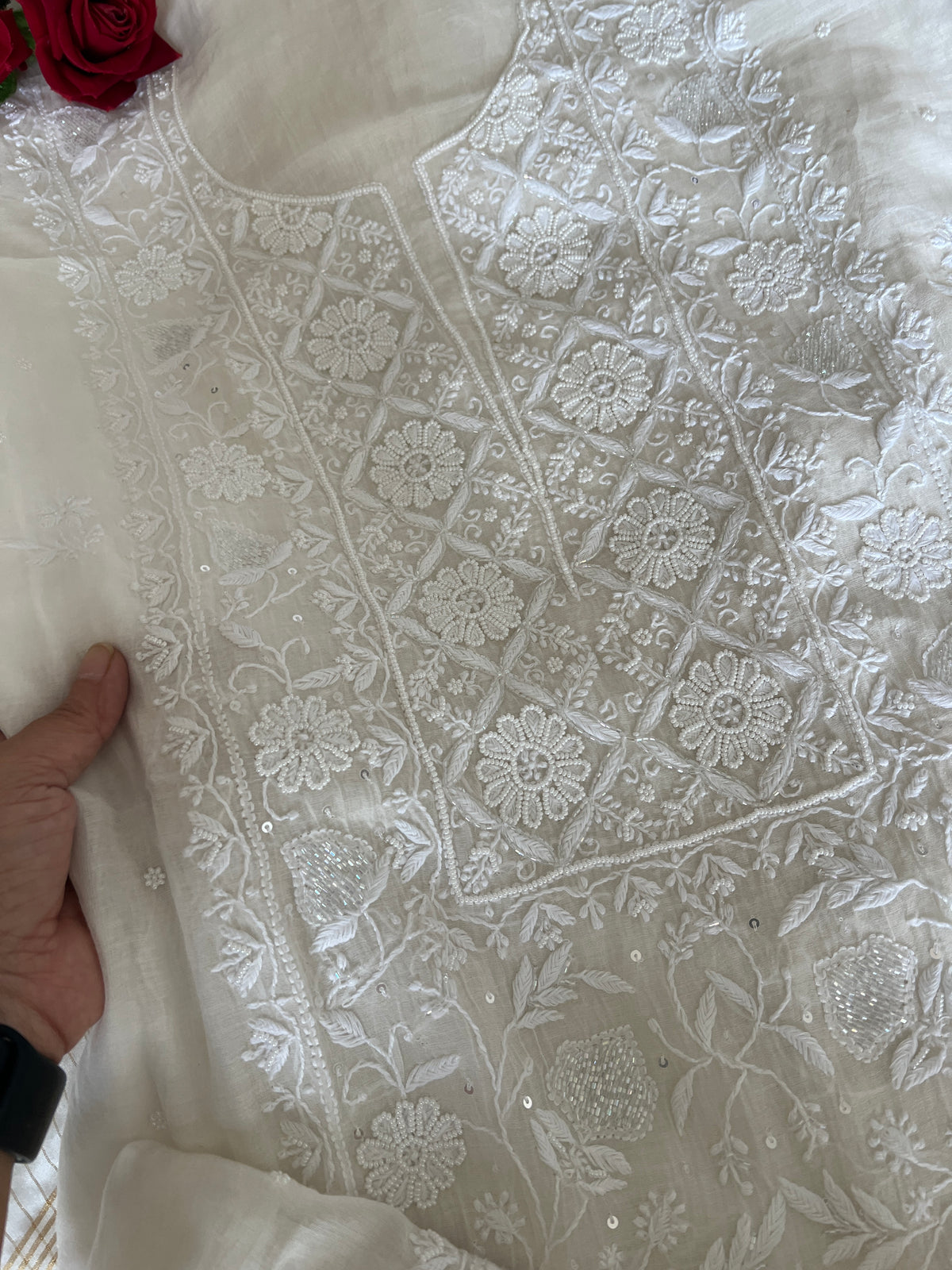 Pure lucknowi Mul handwork chikankari Kurta Dupatta set