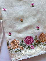 Pure Linen White embroidered premium unstitched dress material