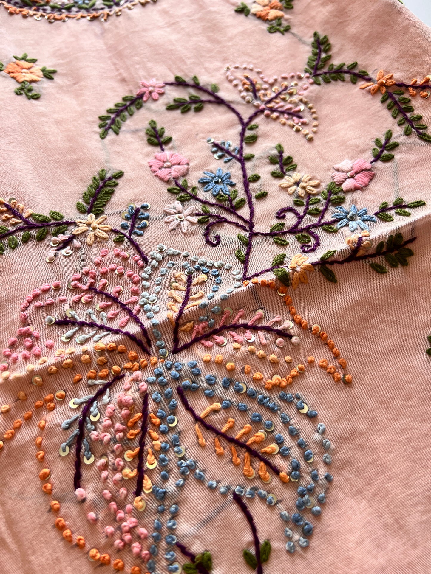 Peach Knot embroidery Unstitched suit material