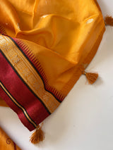 Yellow Pure Chanderi Parsi Thread embroidered Unstitched Suit