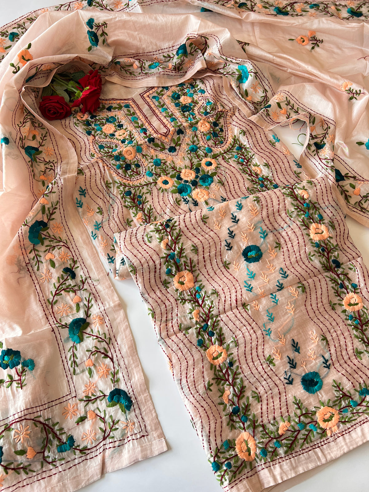 Phulkari embroidery Unstitched suit material