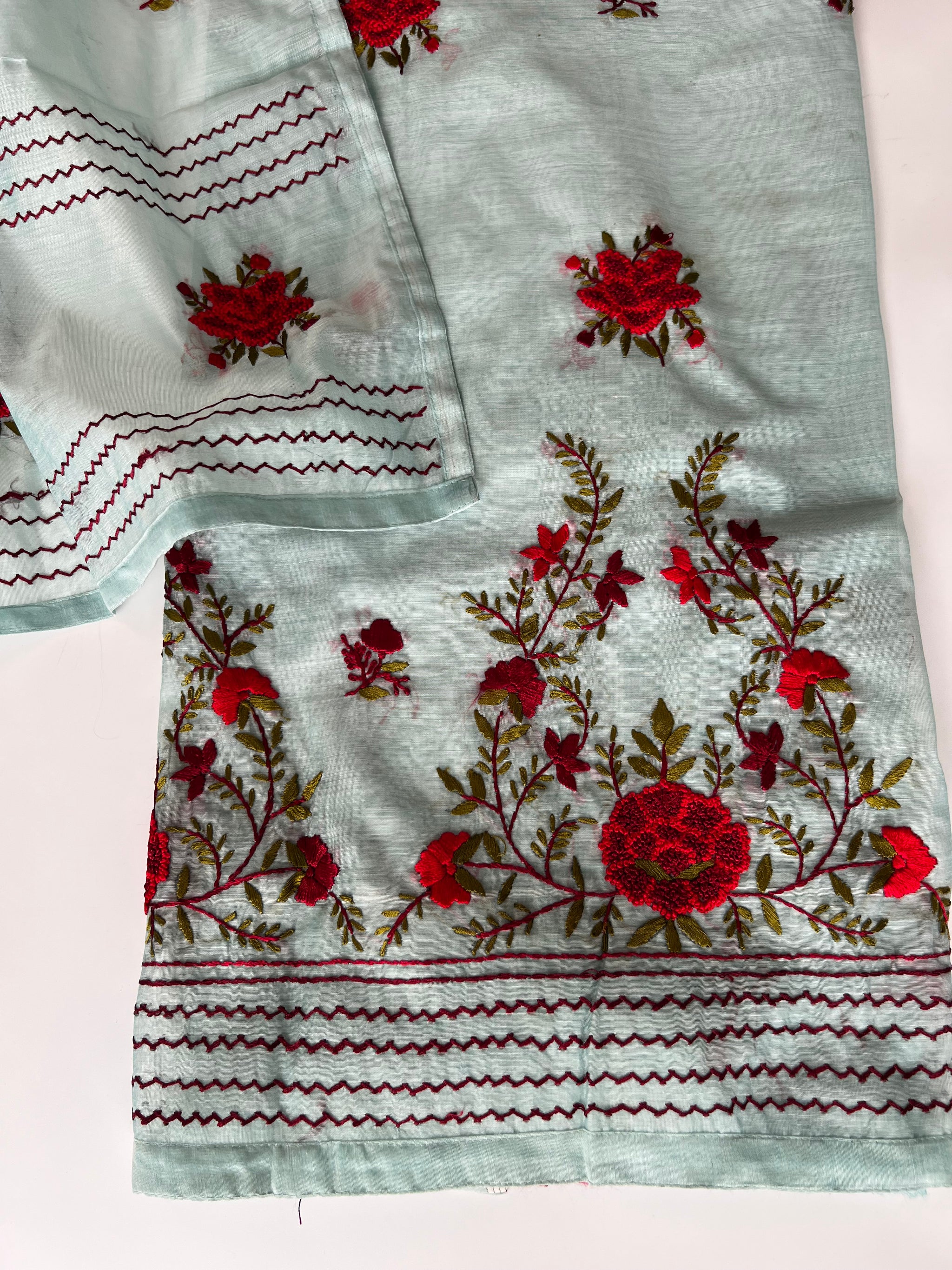 Chanderi knot embroidery Unstitched suit material