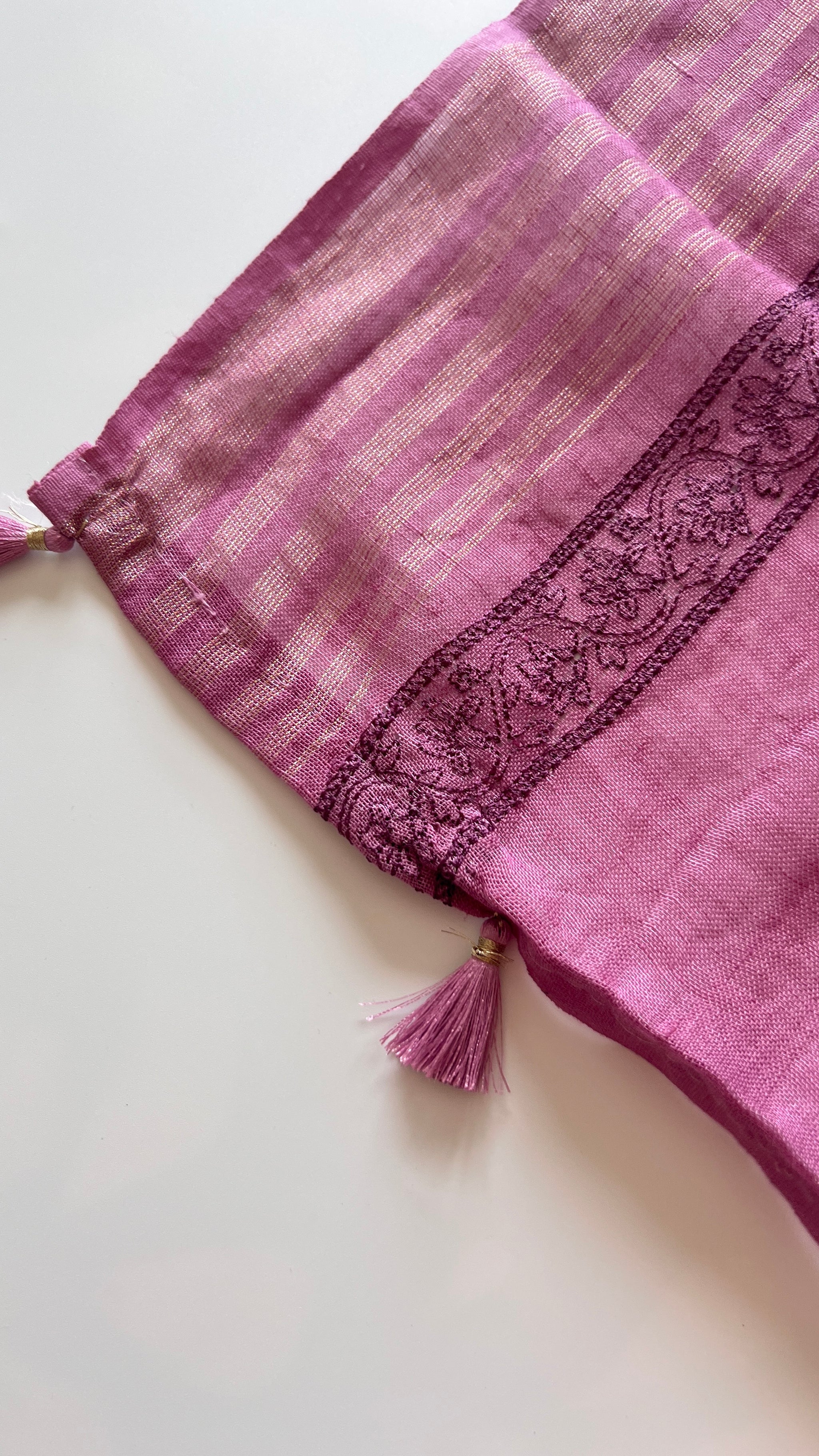 Purple Pure Linen embroidered premium unstitched dress material