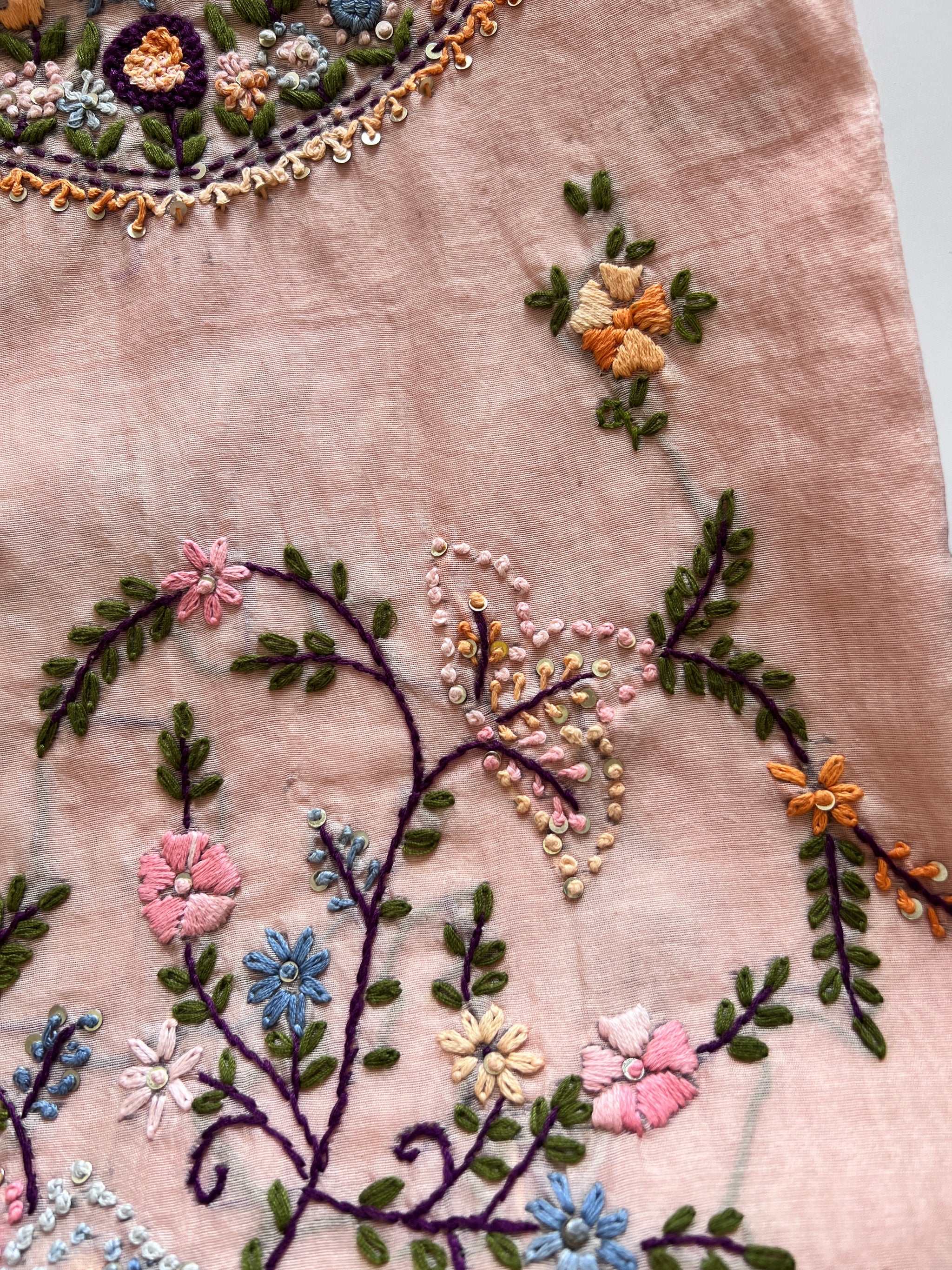 Peach Knot embroidery Unstitched suit material