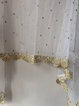 White Net dupatta with scallop border