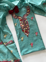 Knot embroidery Unstitched suit material 2 pc