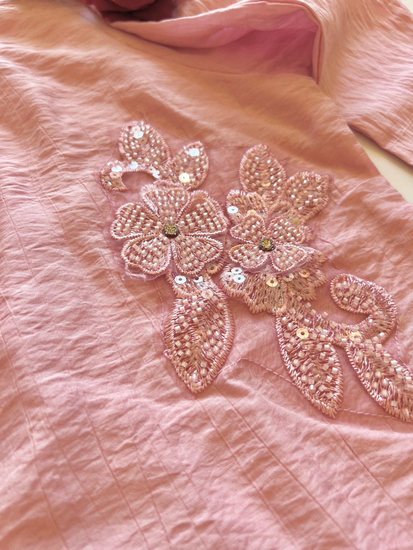 Pink Crush Fabric Kurta with embroidery