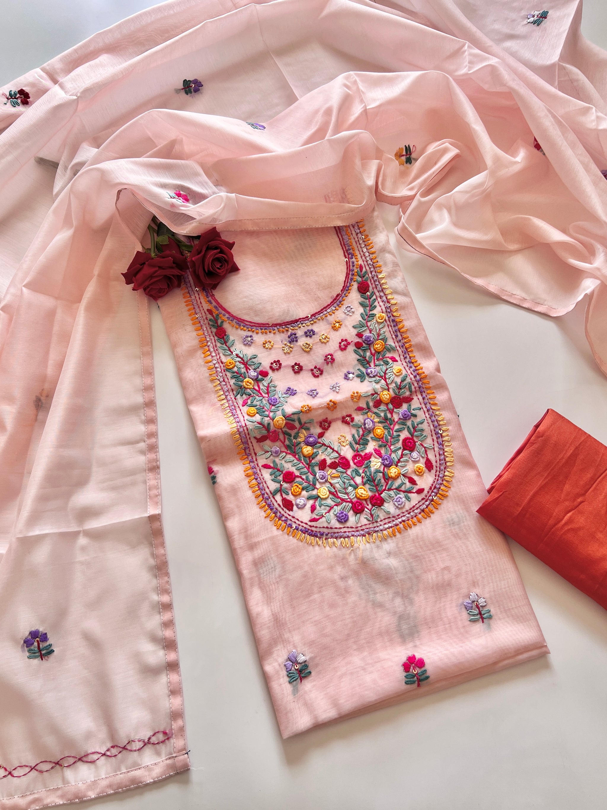 Knot embroidery Unstitched suit material