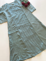 Grey Crush Fabric Kurta with embroidery