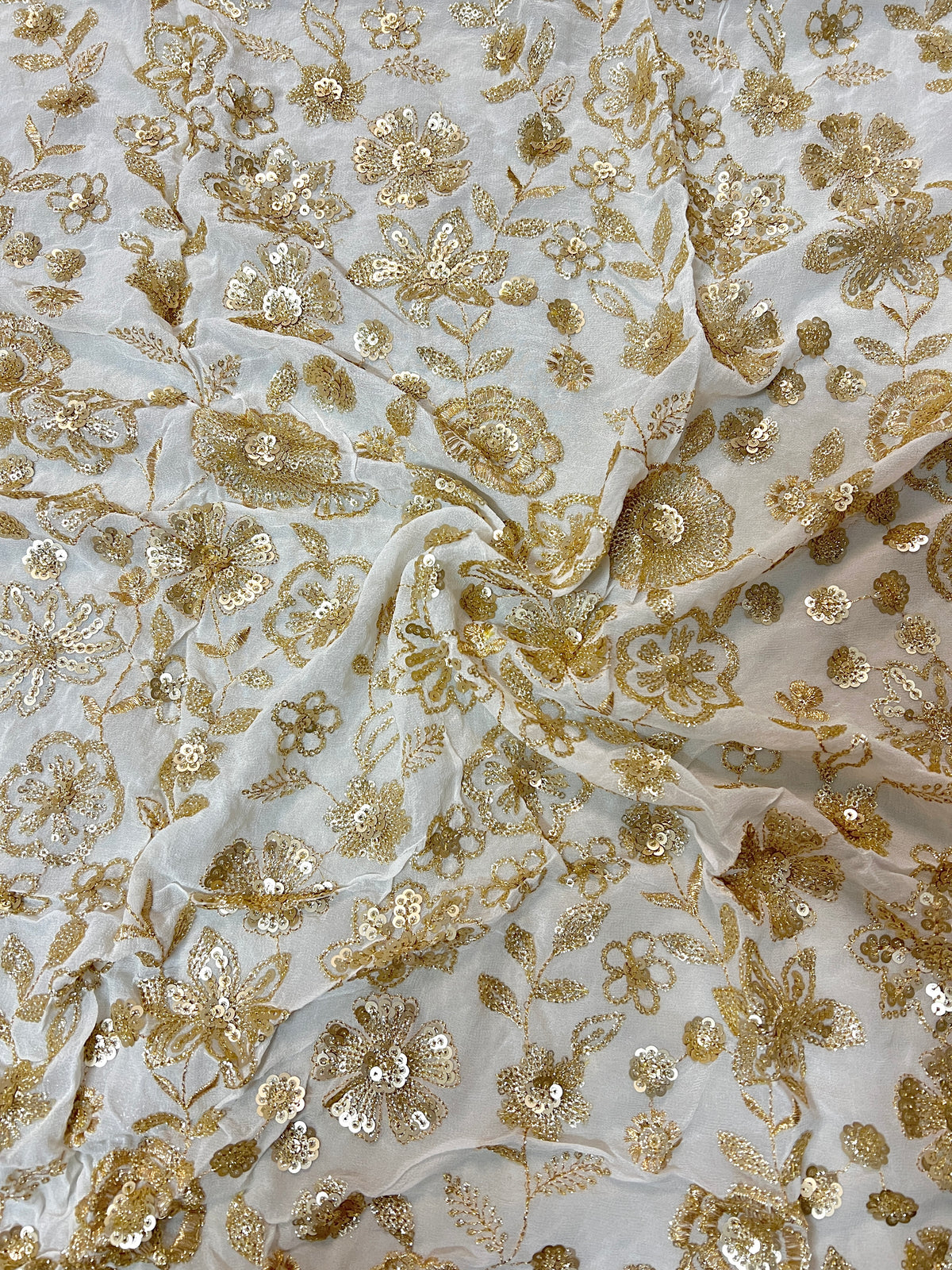 Dyeable georgette Sequin embroidery fabric.