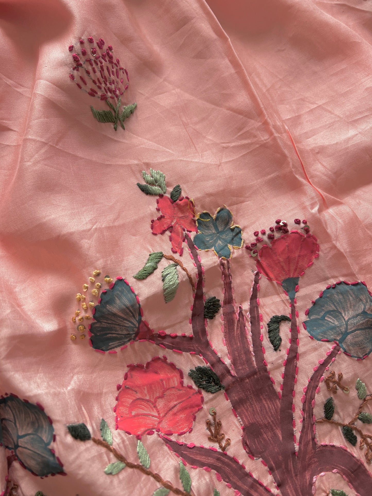 Knot embroidery Masleen Silk Designer Unstitched suit